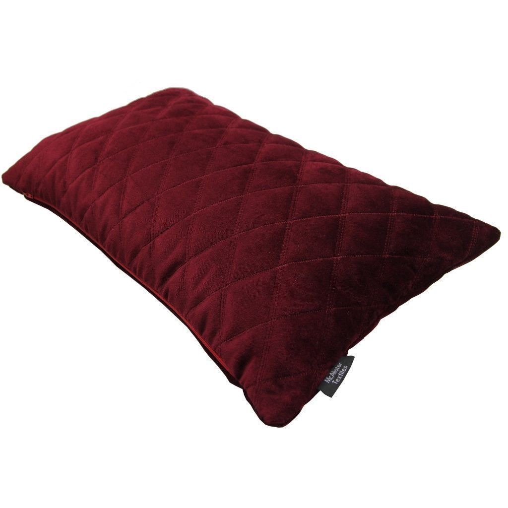McAlister Textiles Diamond Quilted Wine Red Velvet Cushion Cushions and Covers 