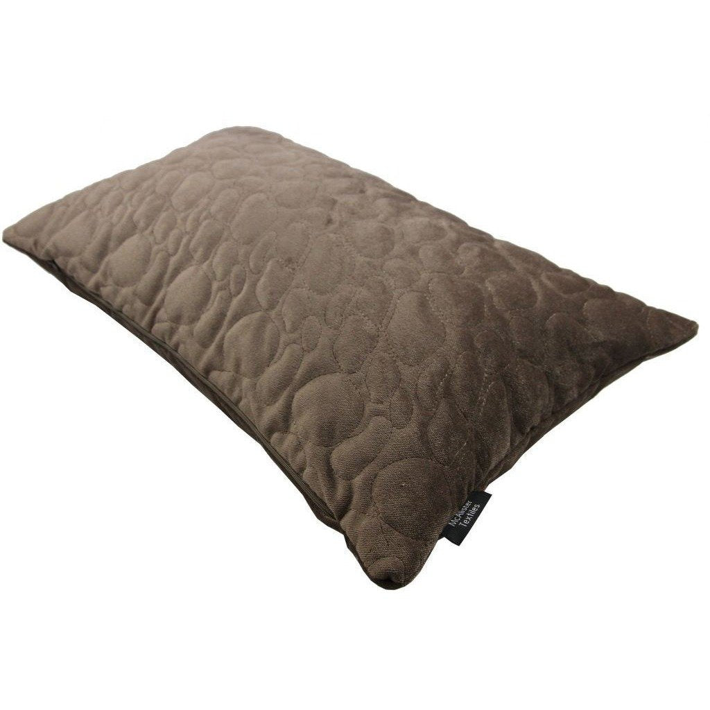 McAlister Textiles Pebble Quilted Mocha Brown Velvet Cushion Cushions and Covers 