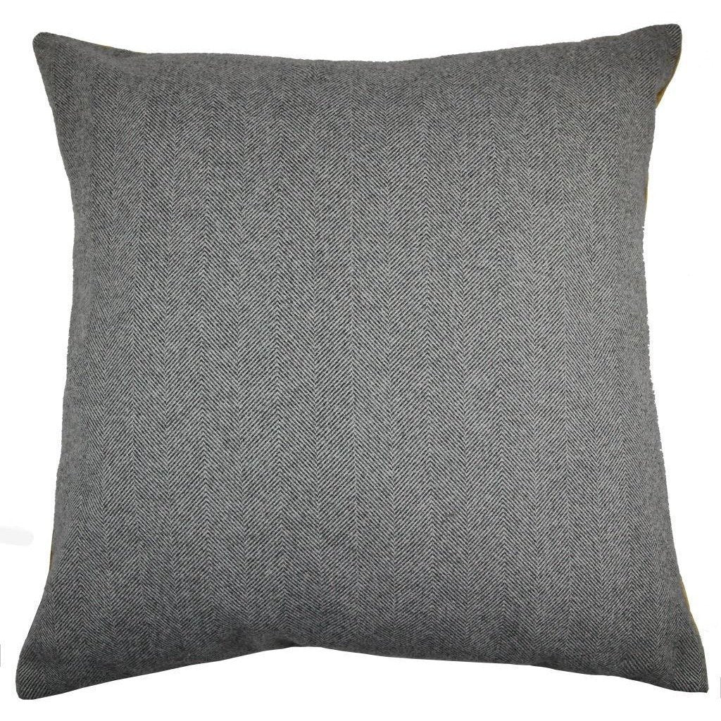 McAlister Textiles Deluxe Herringbone Grey + Yellow 66cm x 66cm Floor Cushion Floor Cushions 