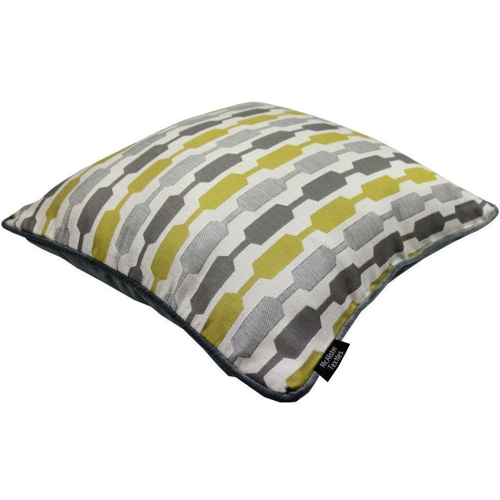 McAlister Textiles Lotta Ochre Yellow + Grey Cushion Cushions and Covers