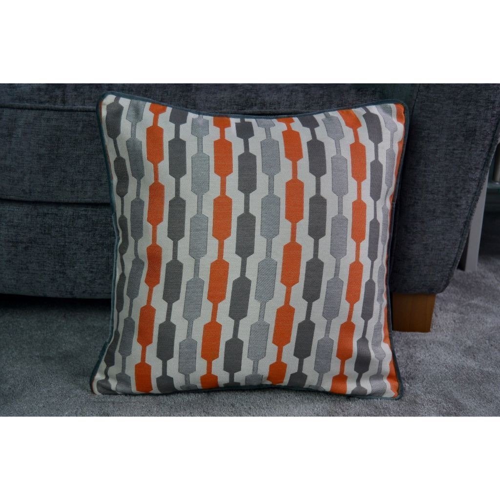 McAlister Textiles Lotta Burnt Orange + Grey Cushion Cushions and Covers 