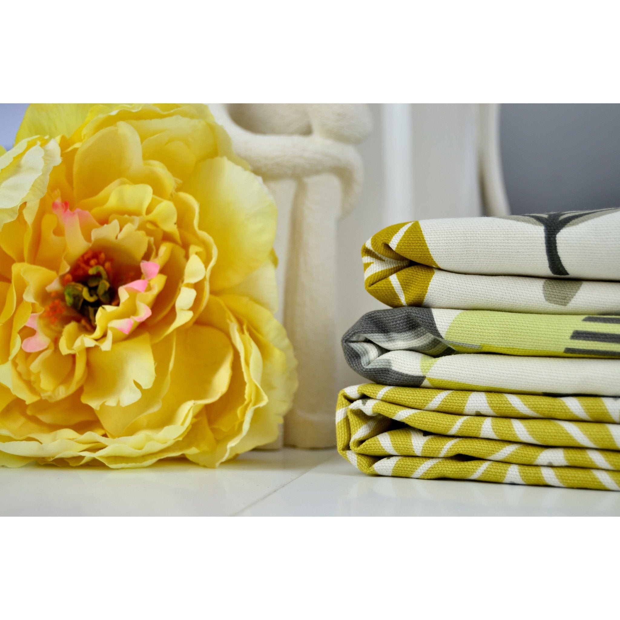 McAlister Textiles Magda Cotton Print Ochre Yellow Fabric Fabrics 