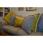 Load image into Gallery viewer, McAlister Textiles Deluxe Herringbone Grey + Yellow Box Cushion 43cm x 43cm x 3cm Box Cushions 
