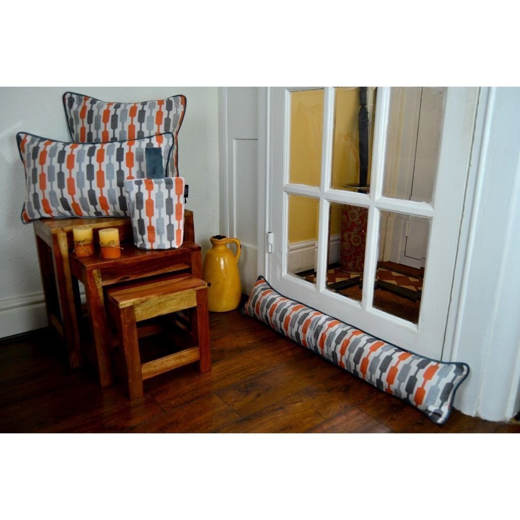 McAlister Textiles Lotta Burnt Orange + Grey Cushion Cushions and Covers 