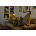 Load image into Gallery viewer, McAlister Textiles Deluxe Herringbone Grey + Yellow 66cm x 66cm Floor Cushion Floor Cushions 
