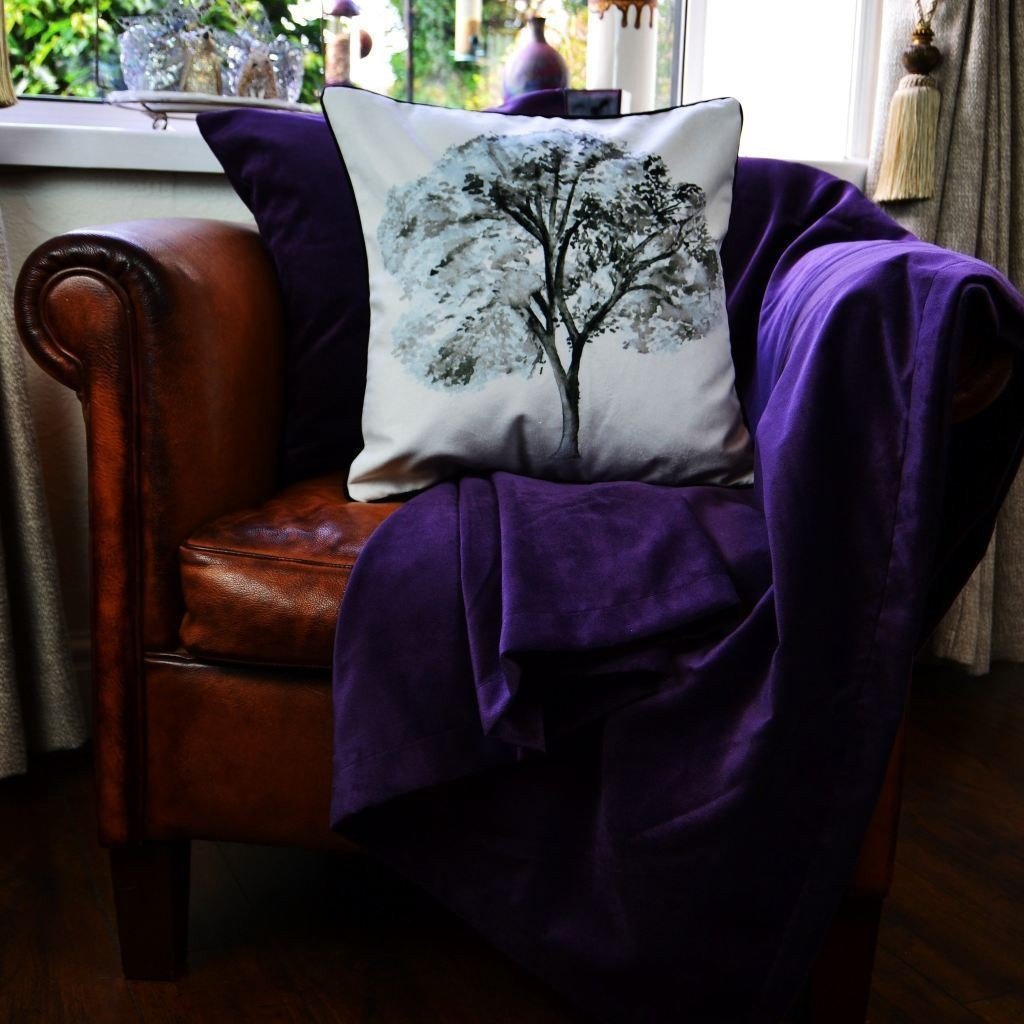 McAlister Textiles Novelty Black + White Tree Velvet Cushion Cushions and Covers 