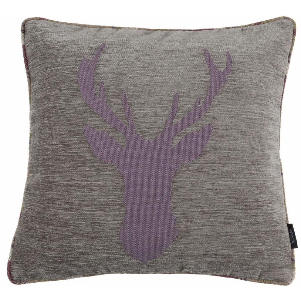 McAlister Textiles Stag Purple + Green Tartan Cushion Cushions and Covers Cover Only 