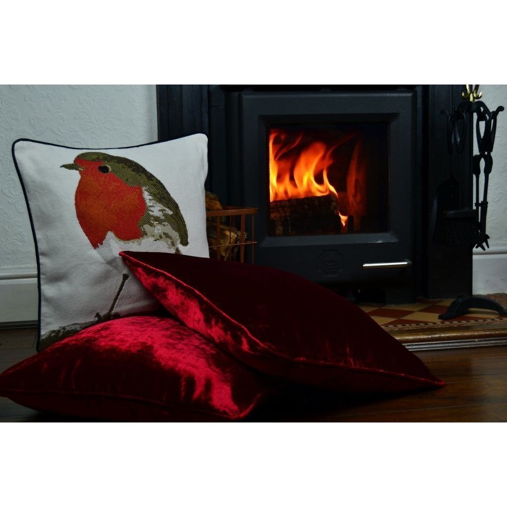 McAlister Textiles Winter Robin Christmas Cushion Cushions and Covers 