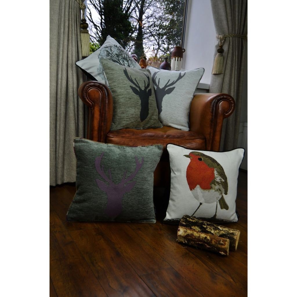 McAlister Textiles Winter Robin Christmas Cushion Cushions and Covers 