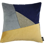 Load image into Gallery viewer, McAlister Textiles Triangle Patchwork Velvet Navy, Yellow + Grey Cushion Cushions and Covers Cover Only 43cm x 43cm 
