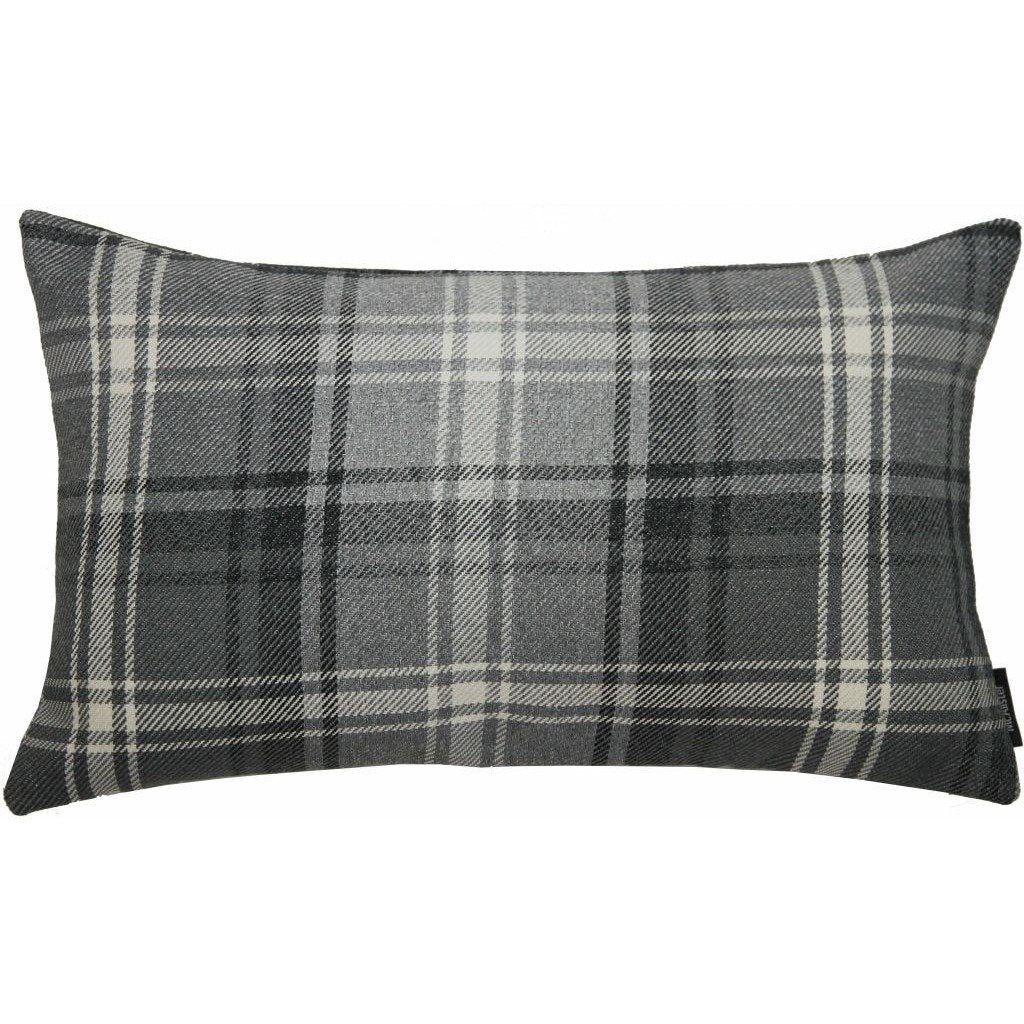 McAlister Textiles Angus Charcoal Grey Tartan Cushion Cushions and Covers Cover Only 50cm x 30cm 