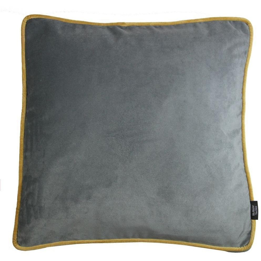 McAlister Textiles Deluxe Large Velvet Grey + Yellow Box Cushion 50cm x 50cm x 5cm Box Cushions 