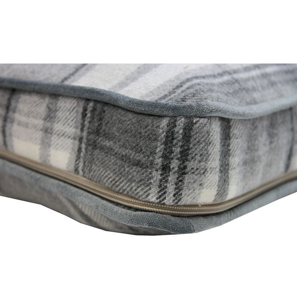 McAlister Textiles Deluxe Large Tartan Charcoal Grey Box Cushion 50cm x 50cm x 5cm Box Cushions 