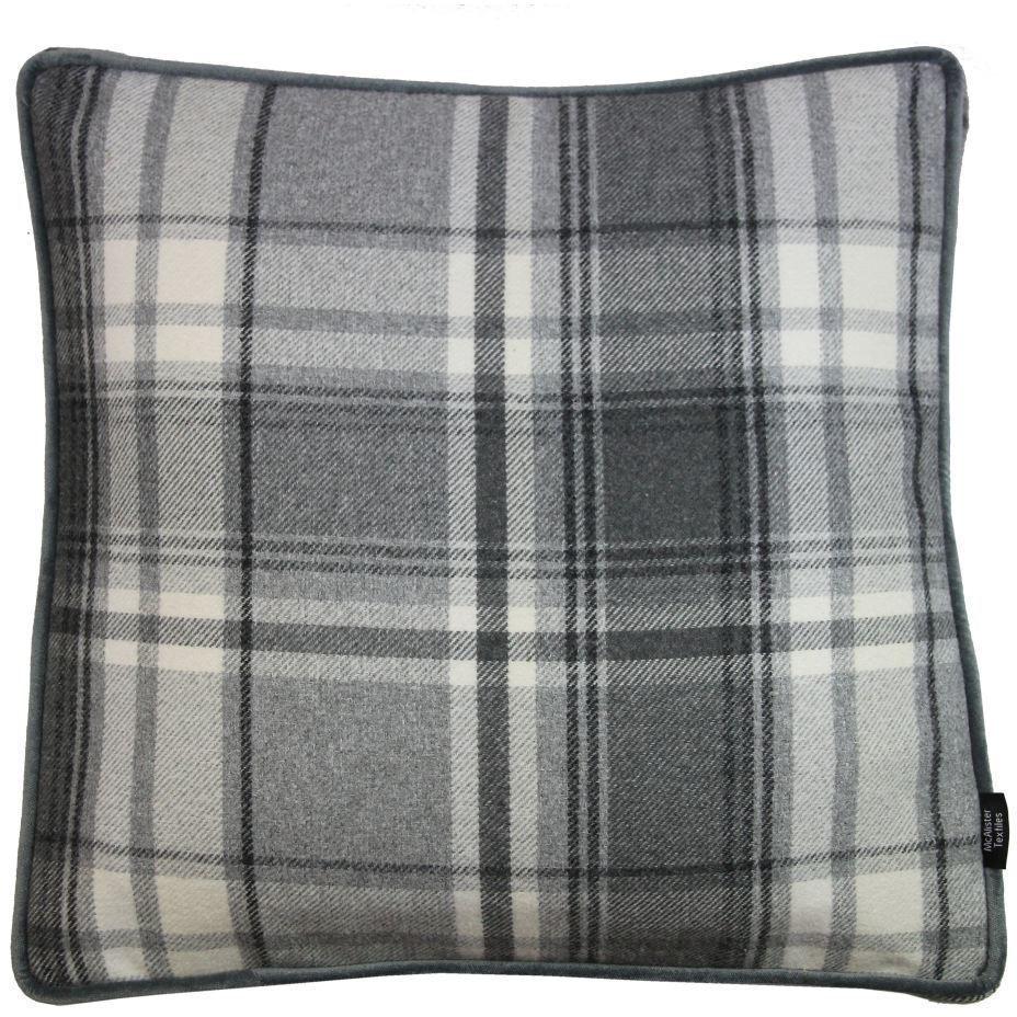McAlister Textiles Deluxe Large Tartan Charcoal Grey Box Cushion 50cm x 50cm x 5cm Box Cushions 