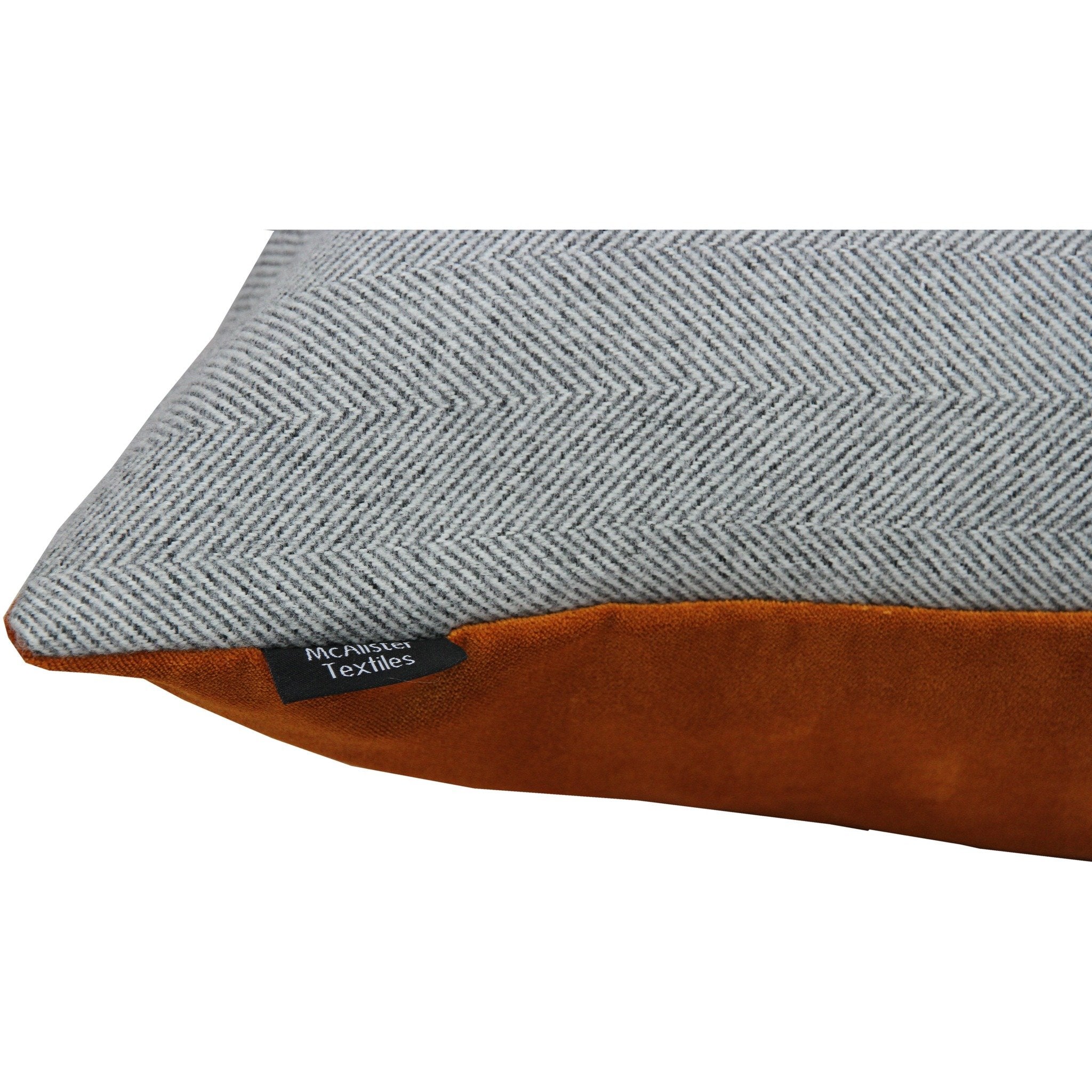 McAlister Textiles Deluxe Herringbone Grey + Orange 66cm x 66cm Floor Cushion Floor Cushions 