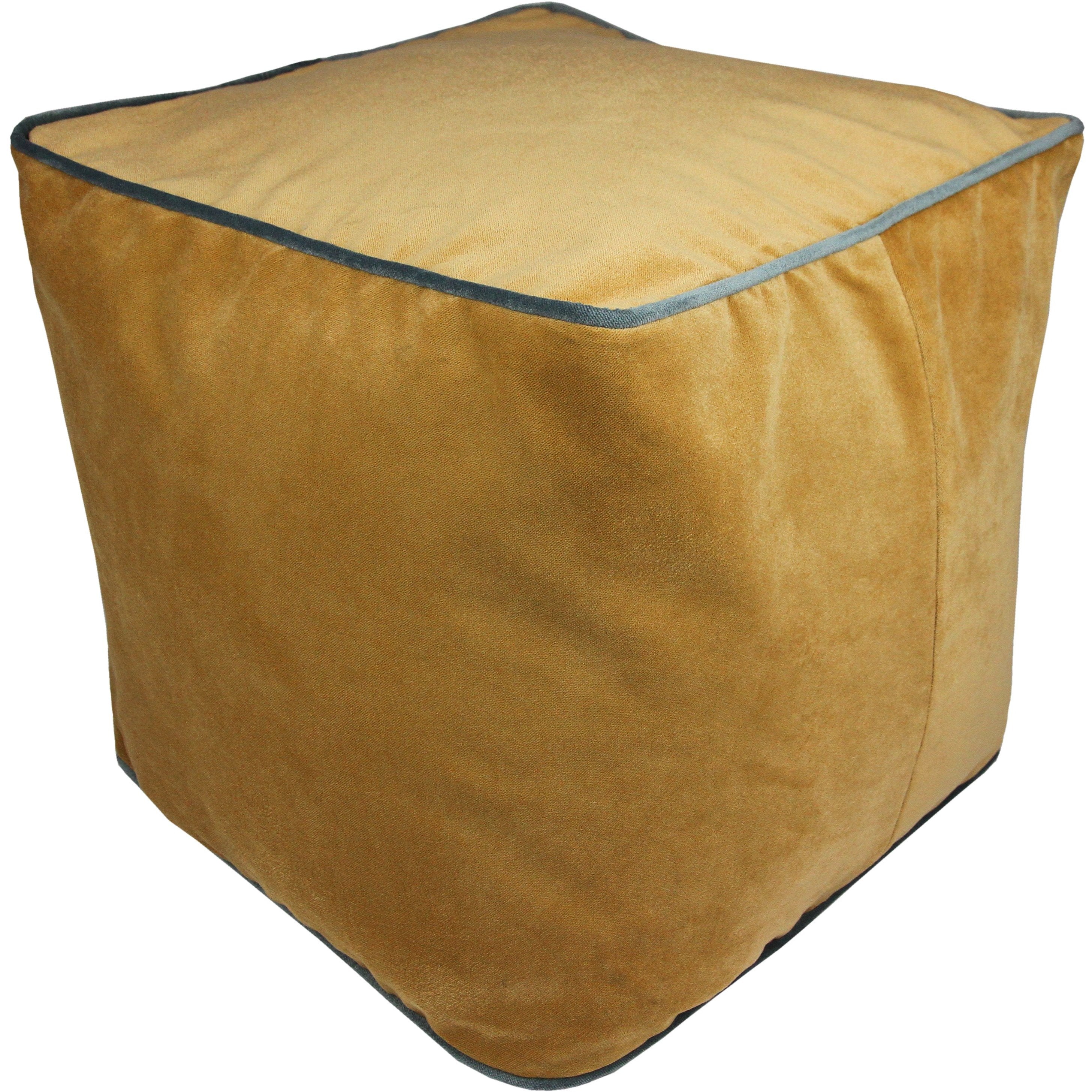 McAlister Textiles Deluxe Velvet Yellow + Grey Cube Seat Stool Square Stool 