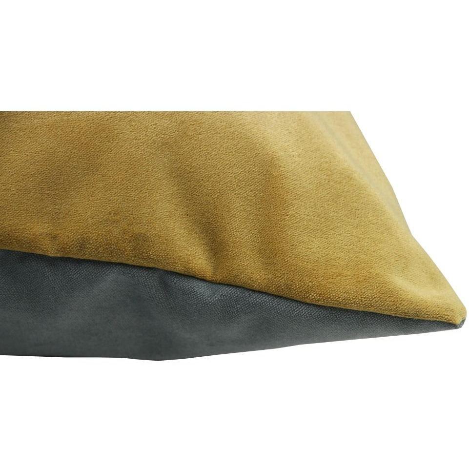 McAlister Textiles Deluxe Velvet Yellow + Grey 66cm x 66cm Floor Cushion Floor Cushions 
