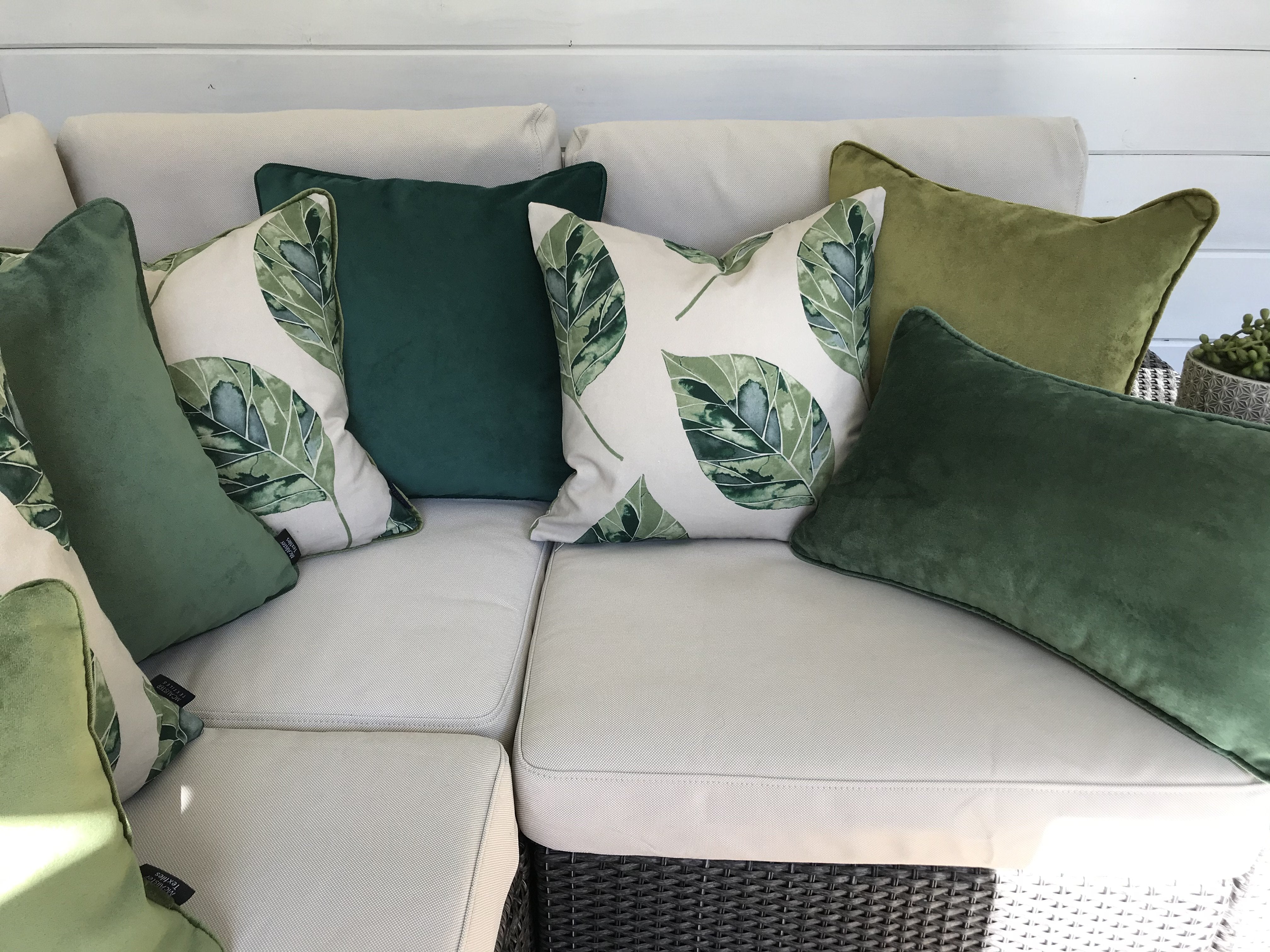 McAlister Textiles Leaf Forest Green Floral Cotton Print Cushions Cushions and Covers 