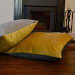 Load image into Gallery viewer, McAlister Textiles Deluxe Velvet Yellow + Grey 66cm x 66cm Floor Cushion Floor Cushions 
