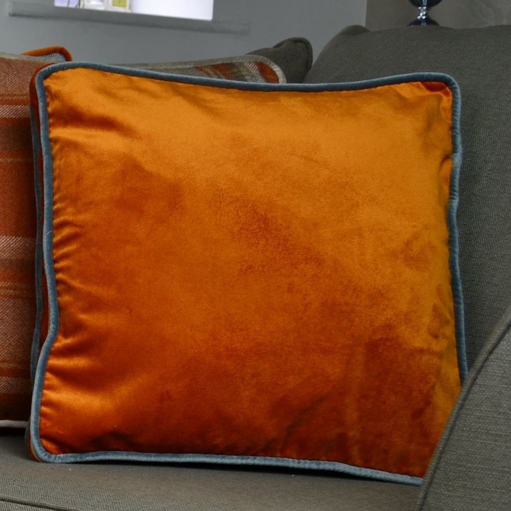 McAlister Textiles Deluxe Large Velvet Burnt Orange Box Cushion 50cm x 50cm x 5cm Box Cushions 
