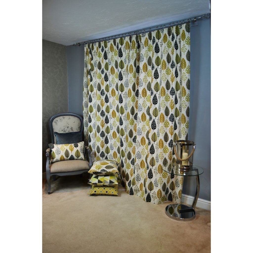 McAlister Textiles Magda Cotton Print Ochre Yellow Curtains Tailored Curtains 