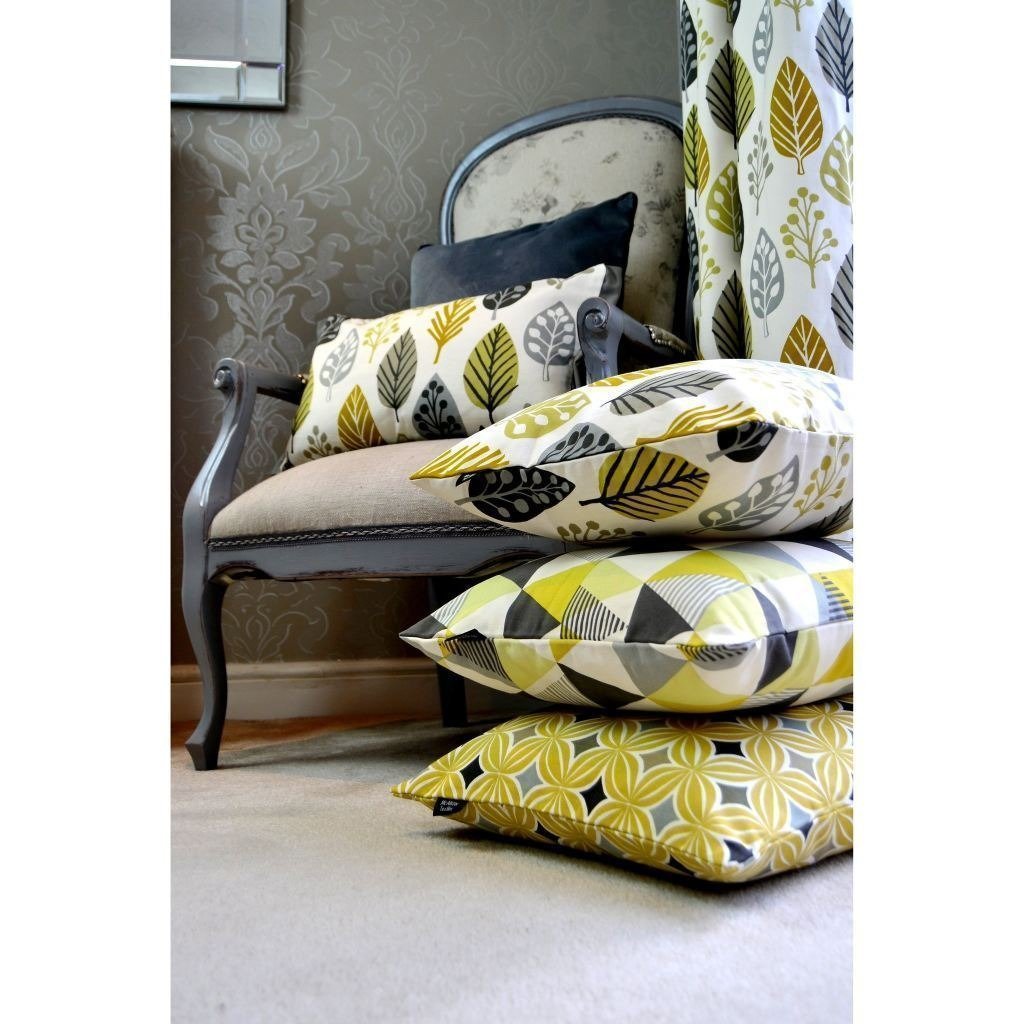 McAlister Textiles Magda Cotton Print Ochre Yellow Curtains Tailored Curtains 