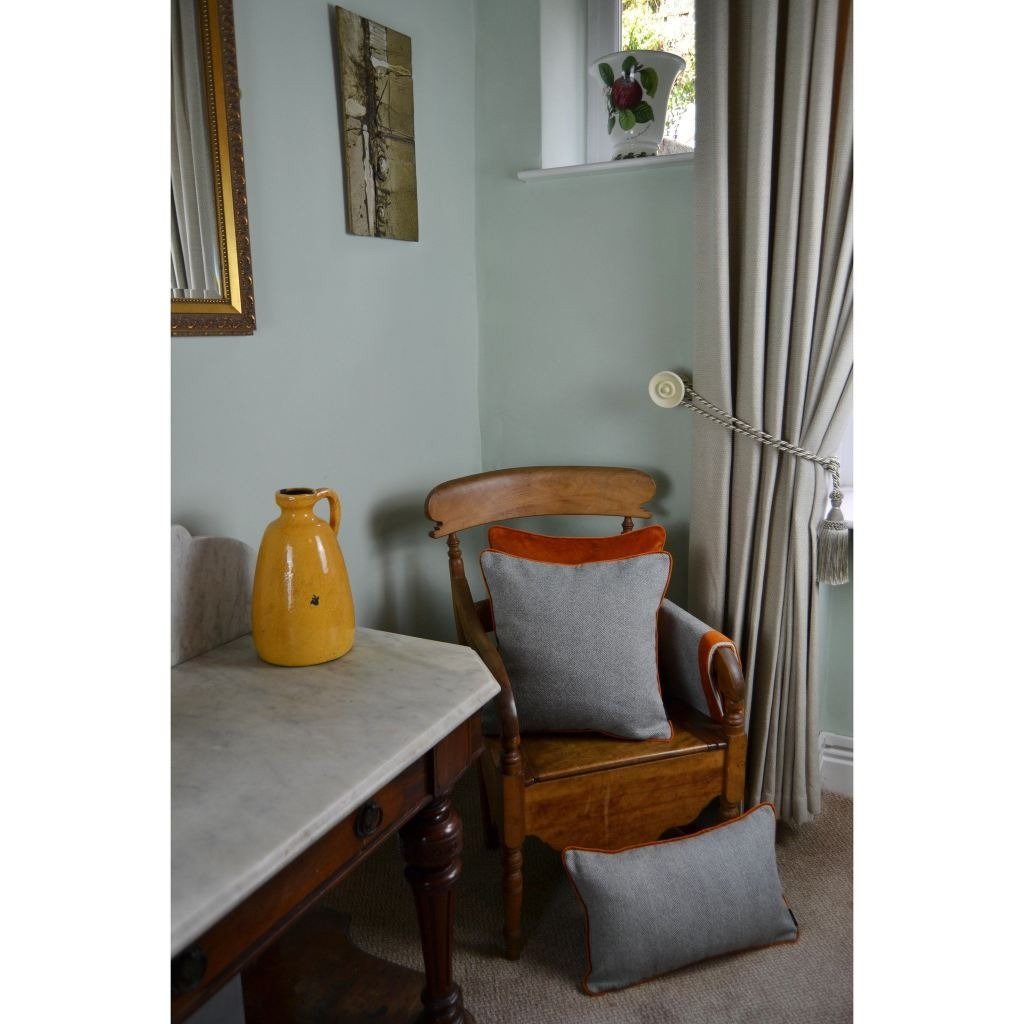 McAlister Textiles Herringbone Boutique Grey + Orange Cushion Cushions and Covers 