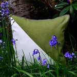 Load image into Gallery viewer, McAlister Textiles Panama Patchwork Fern Green + Cream Cushion Cushions and Covers 
