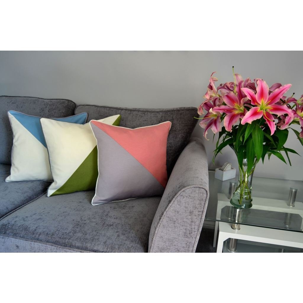 McAlister Textiles Panama Patchwork Blush Pink + Grey Cushion Cushions and Covers 