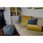 Load image into Gallery viewer, McAlister Textiles Deluxe Velvet Grey + Yellow Box Cushion 43cm x 43cm x 3cm Box Cushions 
