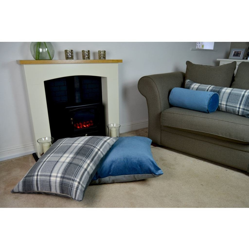 McAlister Textiles Deluxe Tartan Charcoal Grey 66cm x 66cm Floor Cushion Floor Cushions 