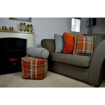 Load image into Gallery viewer, McAlister Textiles Deluxe Tartan Burnt Orange + Grey Box Cushion 43cm x 43cm x 3cm Box Cushions 
