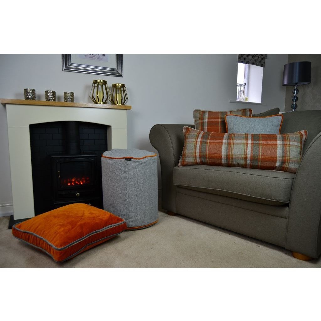 McAlister Textiles Deluxe Velvet Burnt Orange Box Cushion 43cm x 43cm x 3cm Box Cushions 