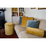 Load image into Gallery viewer, McAlister Textiles Deluxe Large Velvet Yellow + Grey Box Cushion 50cm x 50cm x 5cm Box Cushions 
