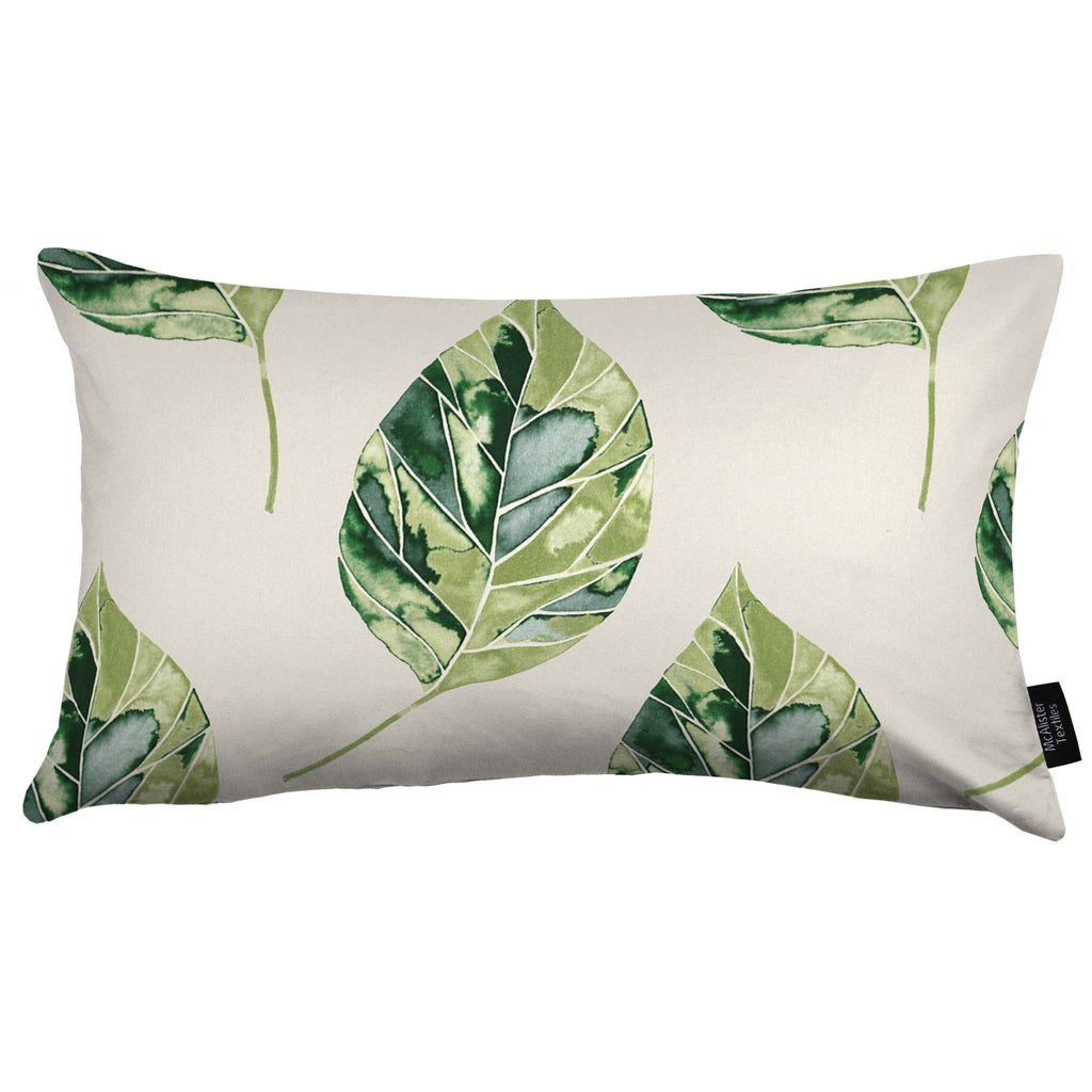 McAlister Textiles Leaf Forest Green Floral Cotton Print Cushions Cushions and Covers Cover Only 50cm x 30cm 