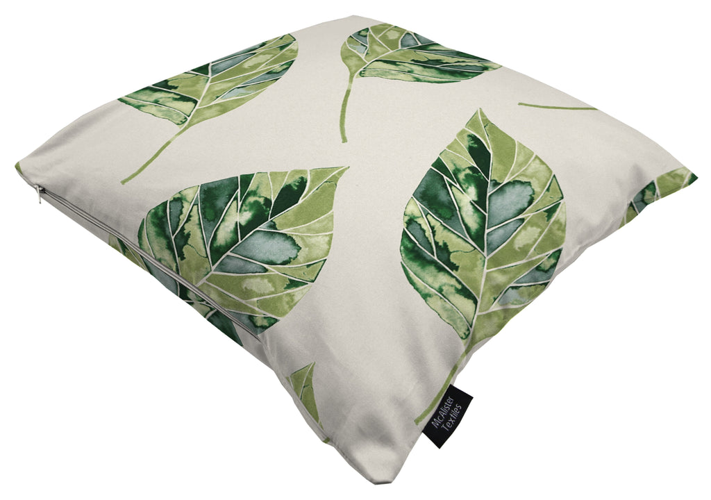 McAlister Textiles Leaf Forest Green Floral Cotton Print Cushions Cushions and Covers 