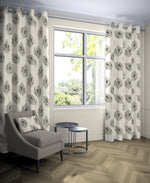 Load image into Gallery viewer, McAlister Textiles Leaf Soft Grey Floral Cotton Print Curtains Tailored Curtains 116cm(w) x 137cm(d) (46&quot; x 54&quot;) 
