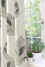 Load image into Gallery viewer, McAlister Textiles Leaf Soft Grey Floral Cotton Print Curtains Tailored Curtains 
