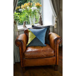 Load image into Gallery viewer, McAlister Textiles Diagonal Patchwork Velvet Blue, Green + Grey Cushion Cushions and Covers 
