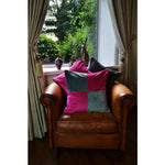 Load image into Gallery viewer, McAlister Textiles Square Patchwork Velvet Pink + Grey Cushion Cushions and Covers 

