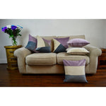 Load image into Gallery viewer, McAlister Textiles Straight Patchwork Velvet Purple, Gold + Grey Cushion Cushions and Covers 
