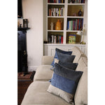 Load image into Gallery viewer, McAlister Textiles Straight Patchwork Velvet Blue, Gold + Grey Cushion Cushions and Covers 
