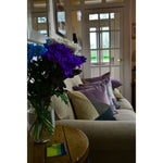 Load image into Gallery viewer, McAlister Textiles Triangle Patchwork Velvet Purple, Gold + Grey Cushion Cushions and Covers 
