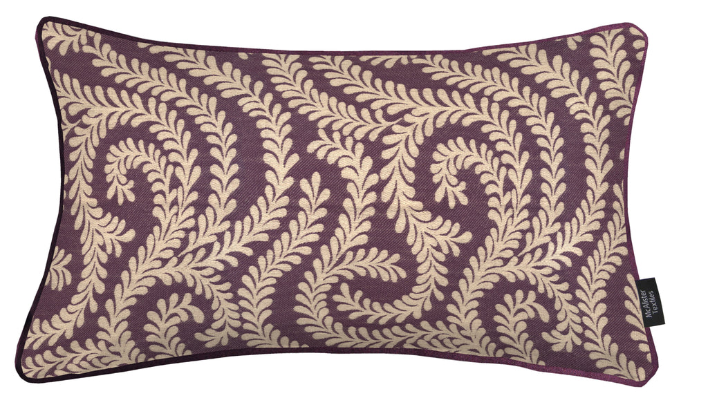 McAlister Textiles Little Leaf Aubergine Purple Cushion Cushions and Covers Cover Only 50cm x 30cm 