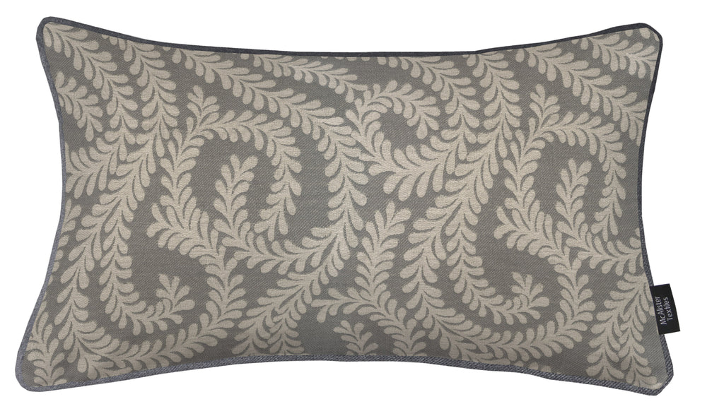 McAlister Textiles Little Leaf Charcoal Grey Cushion Cushions and Covers Cover Only 50cm x 30cm 