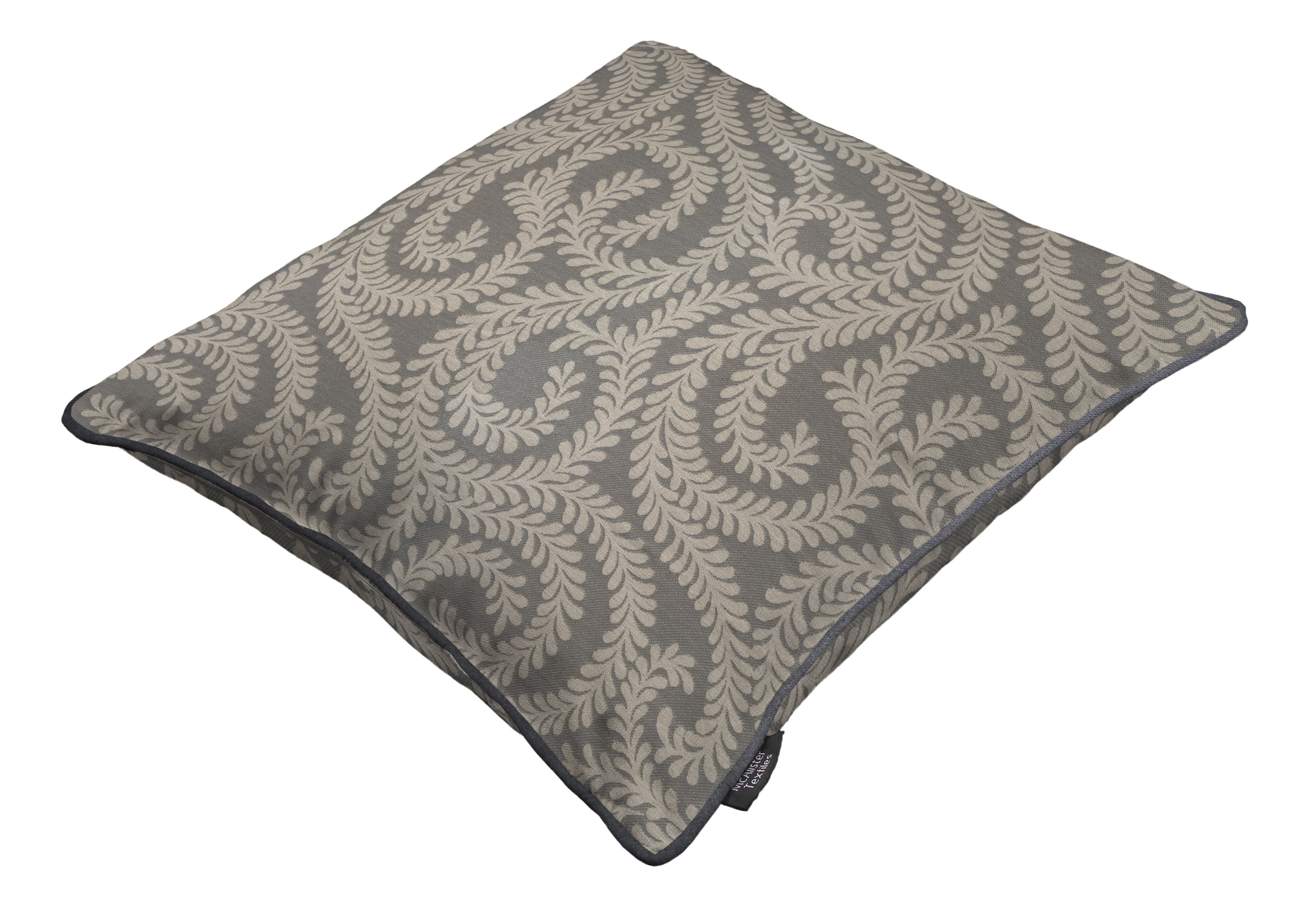 McAlister Textiles Little Leaf Charcoal Grey Cushion Cushions and Covers 