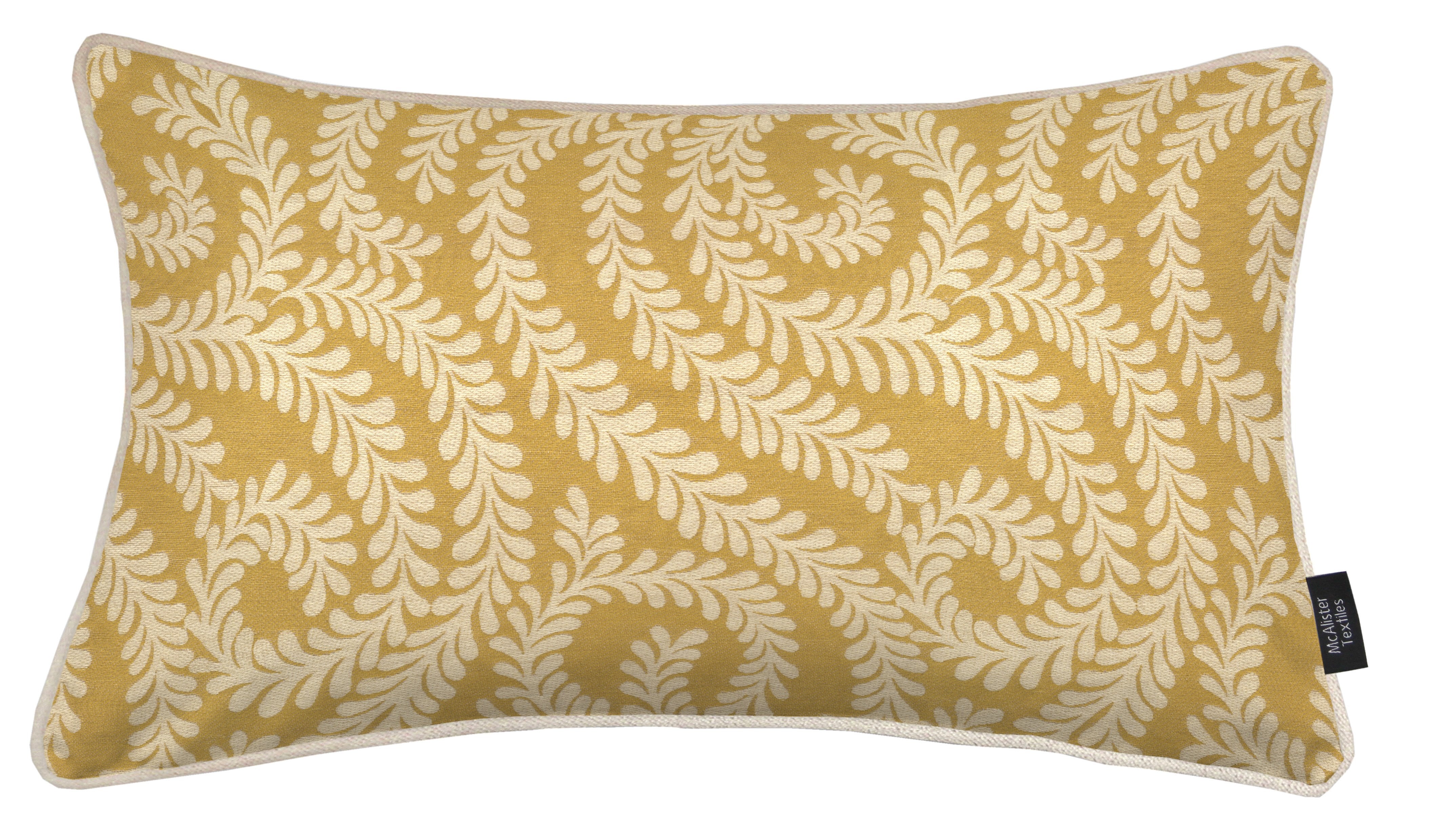 McAlister Textiles Little Leaf Ochre Yellow Cushion Cushions and Covers Cover Only 50cm x 30cm 