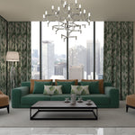 Load image into Gallery viewer, Luca Forest Green Geometric FR Curtains

