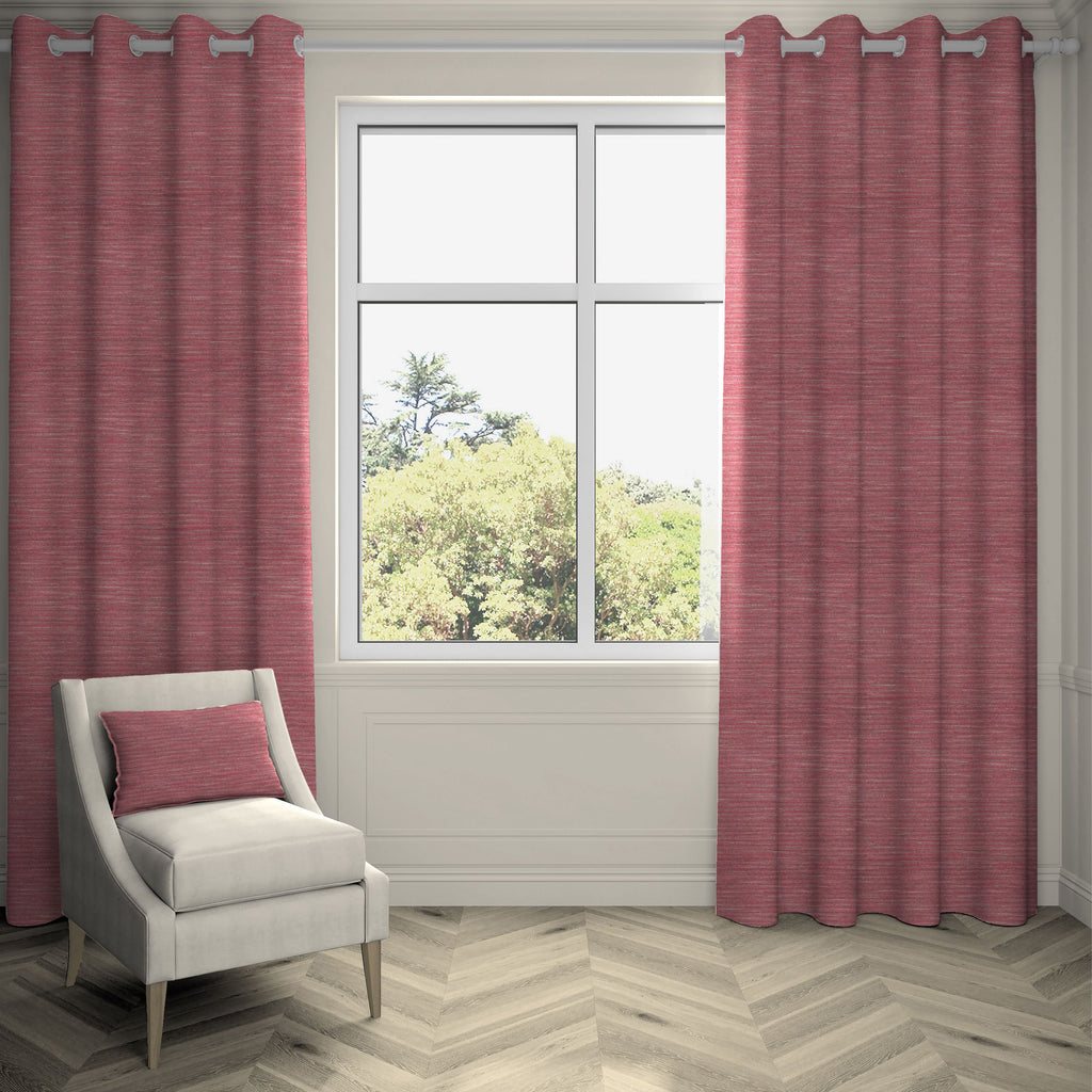 McAlister Textiles Hamleton Red Textured Plain Curtains Tailored Curtains 116cm(w) x 137cm(d) (46" x 54") 