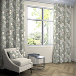 Load image into Gallery viewer, McAlister Textiles Magnolia Duck Egg Floral FR Curtains Tailored Curtains 
